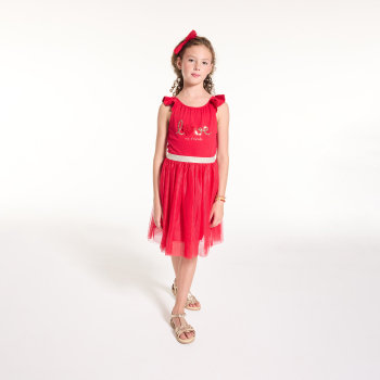 تنورة من التول، حمراء، للفتيات